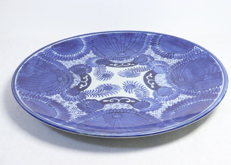 明治前期ベロ藍八方に花図尺5寸皿 小ニュウ | 吉祥寺PukuPuku