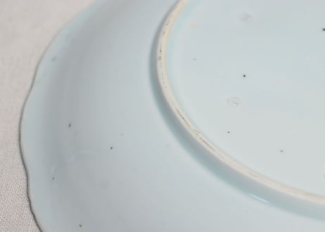 江戸幕末染付山水図尺皿 膨れ