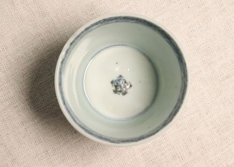 江戸後期染付草と縦縞図猪口