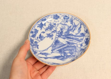 明治後期～大正銅判人物と花鳥窓絵図小皿