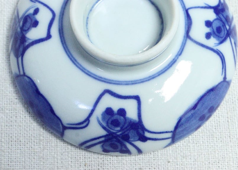 大正～昭和戦前染付四方に花図蓋茶椀 | 吉祥寺PukuPuku