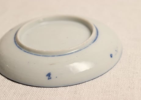 明治前期紙刷気球と洋装人物図小皿