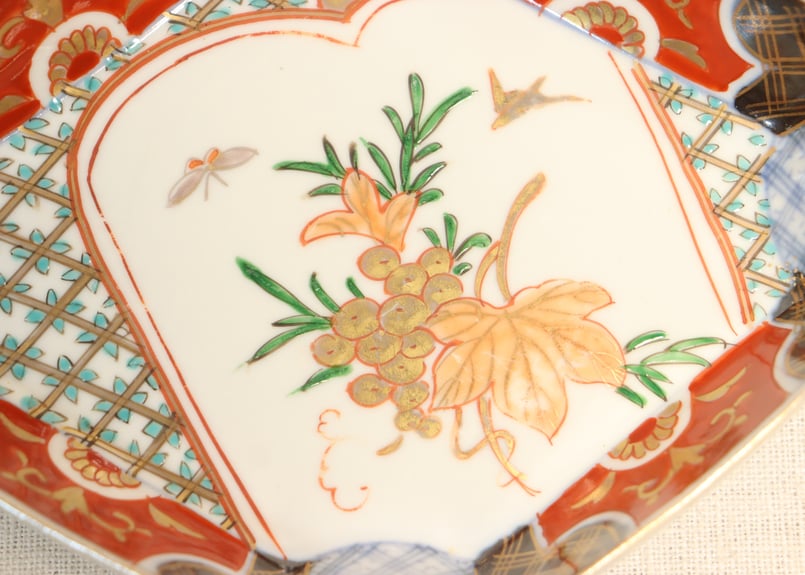 明治前期色絵葡萄図ひし形皿②ノミホツ | 吉祥寺PukuPuku