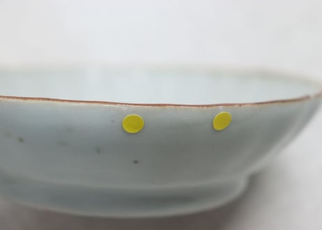 江戸幕末染付貝図菊花型小なます皿 ノミホツ,高台ホツ