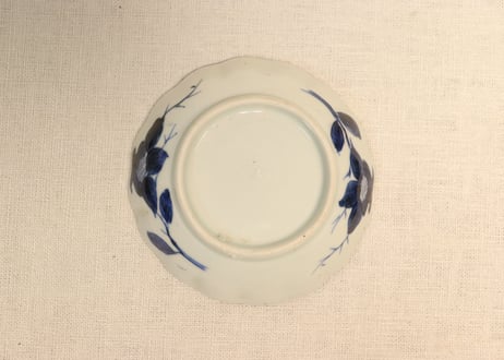 江戸後期染付柘榴と鳥図小皿