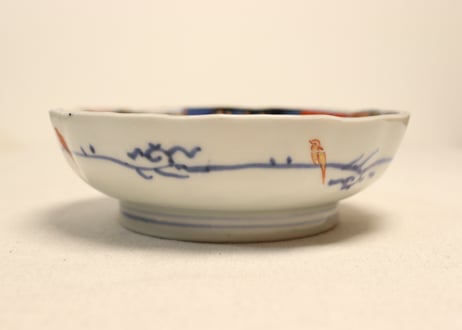 明治前期色絵流水に桔梗と宝図なます皿