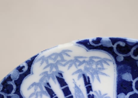 明治後期～大正銅判山水に松竹梅菊図6寸皿