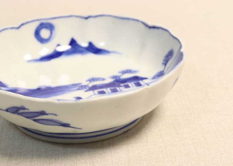 陶器 　染め付け 燭台 江戸後期、明治 明治後期～大正染付山水図なます皿 | 吉祥寺PukuPuku