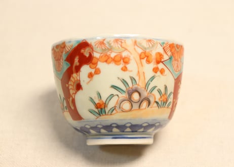 明治前期色絵菖蒲と花図向付　フリモノ