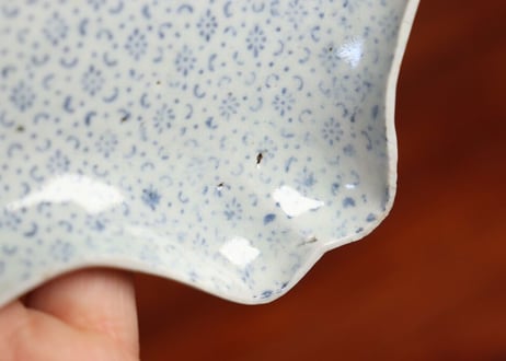 江戸中期紙刷古印判小紋柄糸巻き型小皿➁ ノミホツ,少甘手