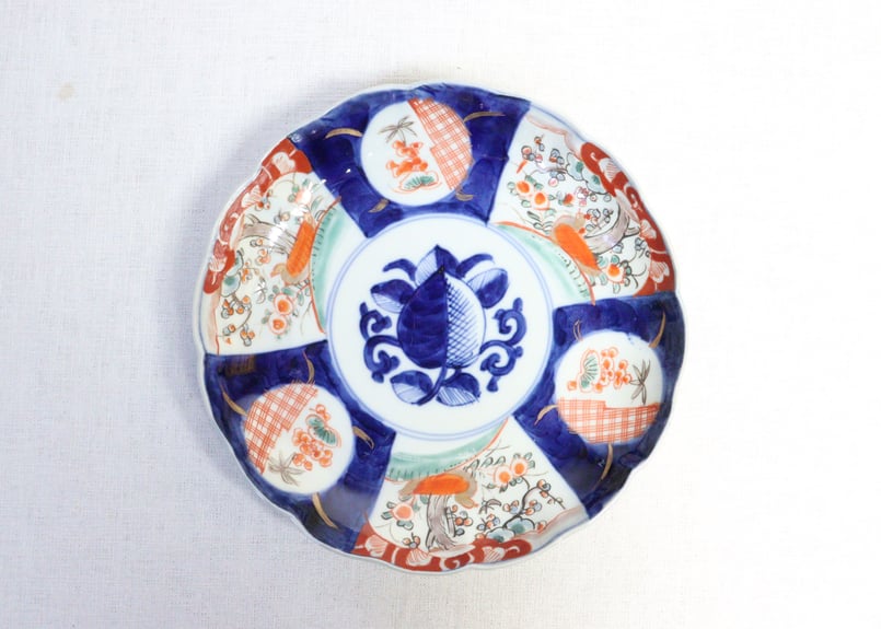 香蘭社図案帳 明治初期 色絵桃形鉢 深川栄左衛門 中国 花図 鉢