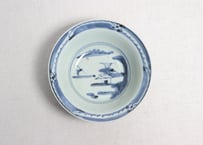 江戸中期青磁染付山水図春寒鉢　フリモノ