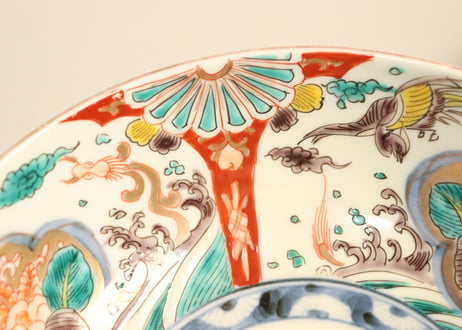 明治前期色絵桐と鳳凰図三ツ組鉢