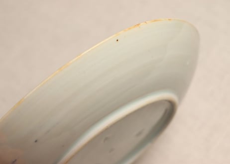 江戸幕末染付山水図7寸皿 少甘手,シミ,フリモノ