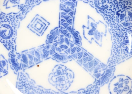 明治前期紙刷扇面窓絵図小皿