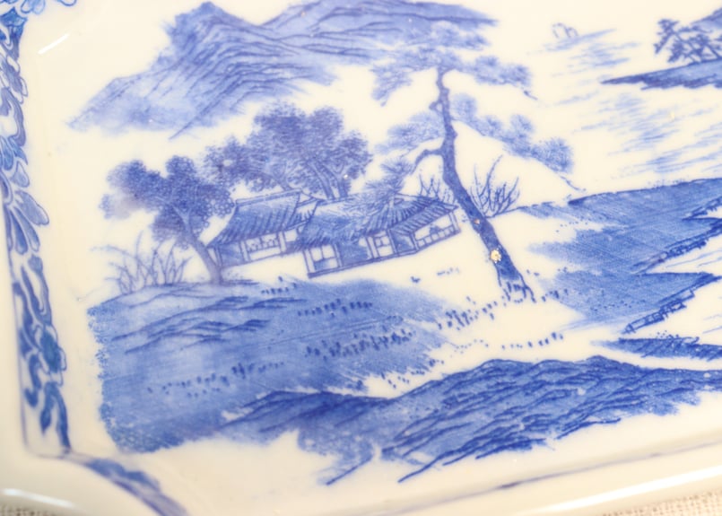 明治後期～大正銅判山水図長角皿② かたつき | 吉祥寺PukuPuku