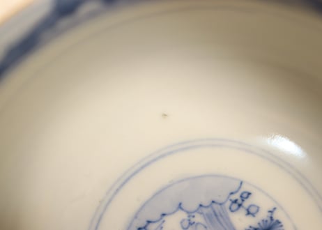 明治前期色絵松鶴図通り物飯茶碗