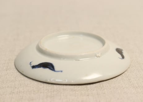 江戸後期染付山水と蝙蝠図豆皿②浅め