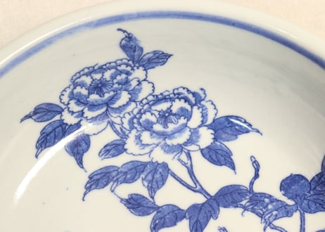 明治後期～大正銅判獅子牡丹図うどん鉢　少かたつき