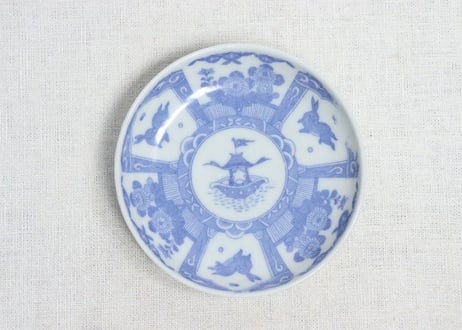 明治印判皿月うさぎ