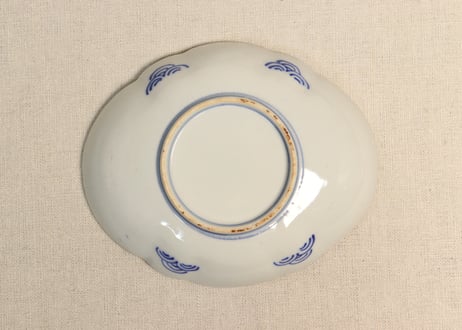 明治前期色絵紫陽花図木瓜型皿