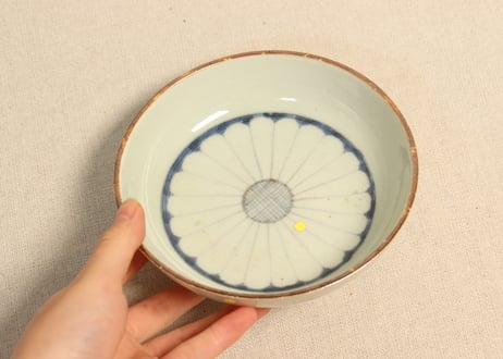 江戸幕末染付菊花図なます皿①少甘手