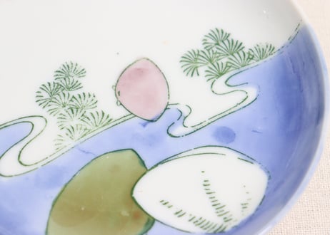 明治後期～大正銅判蛤図5寸皿①かたつき