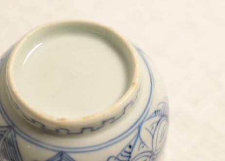 江戸幕末線描き四方花図向付