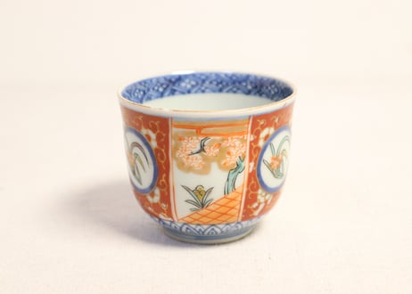 江戸後期色絵水仙と桜図向付 5客組
