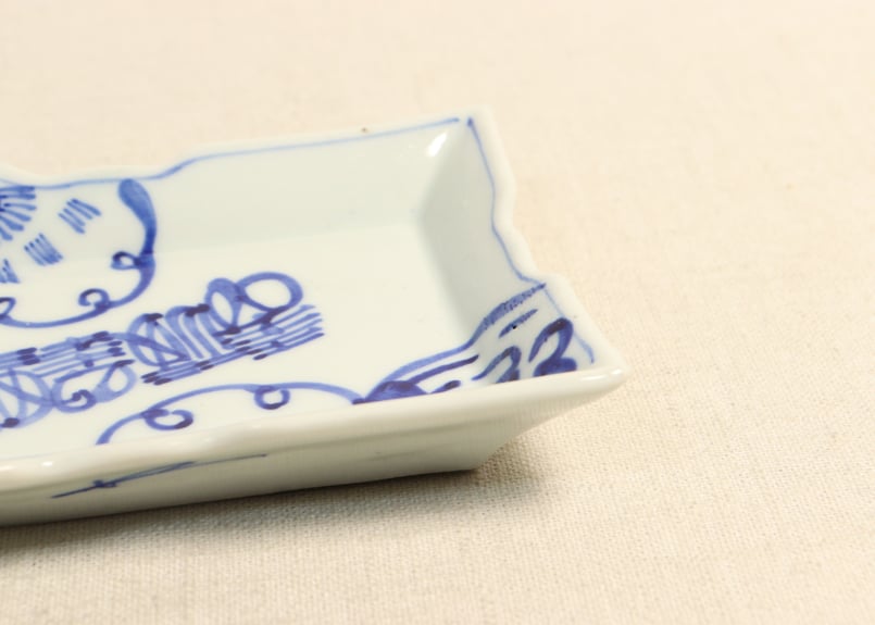 大正~昭和戦前染付福寿文字図長角皿 | 吉祥寺PukuPuku