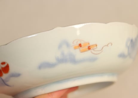 明治前期色絵三方に獅子図なます皿