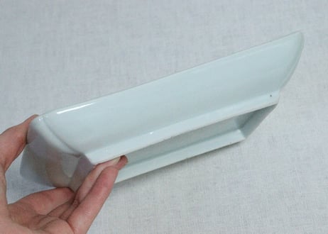 江戸後期染付山水図長皿　ややかたつき