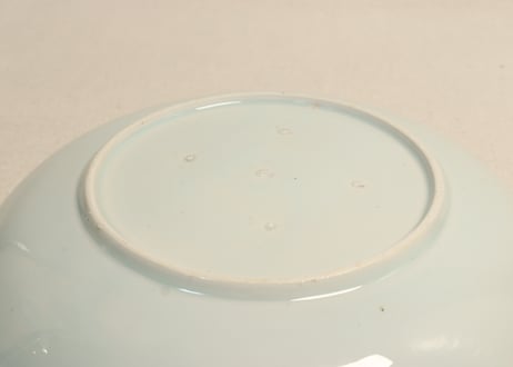 江戸後期染付流水に菊図9寸皿②フリモノ,少甘手