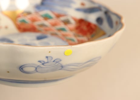 明治前期色絵柴垣に梅と龍図通り物なます皿②ノミホツ