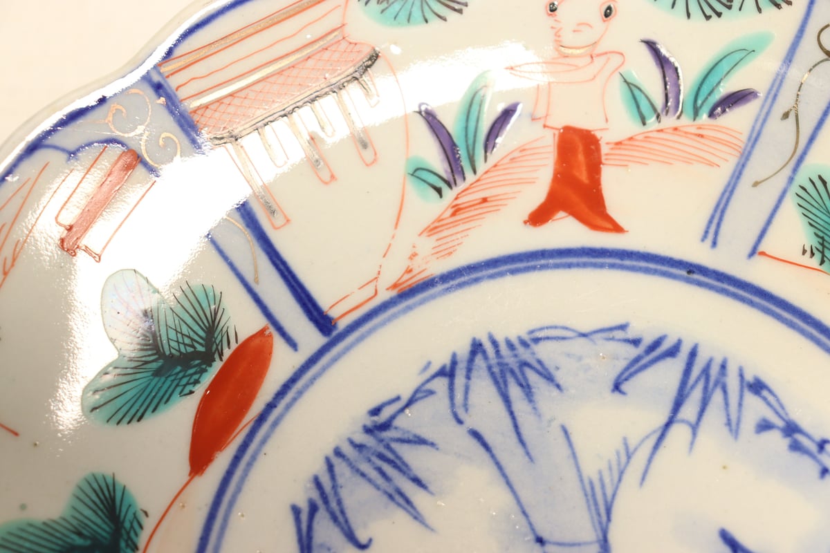 明治後期～大正色絵唐子と松鶴図7寸皿 | 吉祥寺PukuPuku