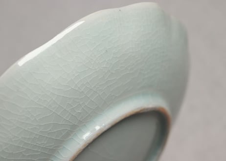 江戸幕末染付船上人物図7寸皿 甘手,小ホツ