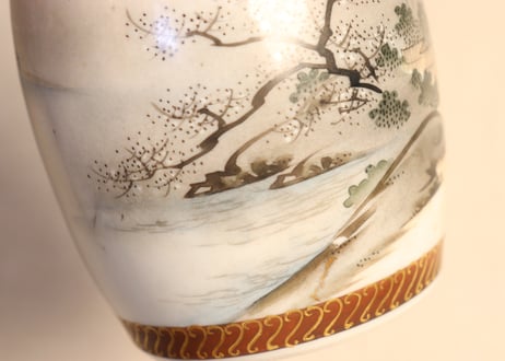 明治前期九谷焼色絵家風景図通り物三合徳利②　少甘手