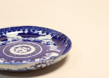 明治前期紙刷唐子図4,5寸皿