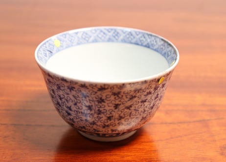 江戸後期染付萩唐草図向付 5客組　ニュウ,小傷