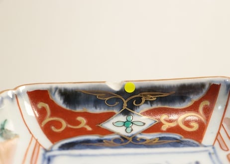 【金継ぎ用】江戸中期色絵松竹梅に杉図長皿 ホツ