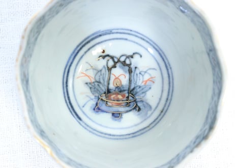 明治前期色絵梅に鶯図向付