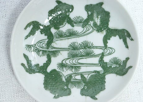 明治後期～大正銅判金魚図小皿