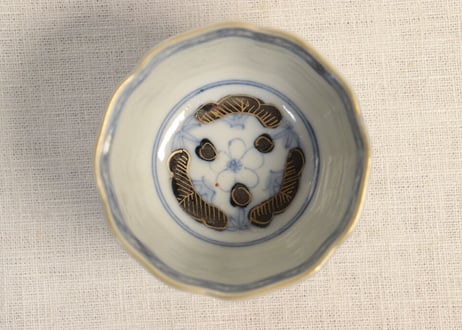 明治前期色絵竹に牡丹と松図向付