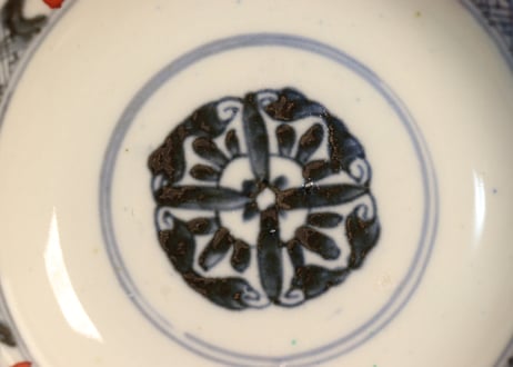 明治前期色絵萩と七宝文図飯茶碗②小ニュウ