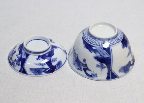 明治前期染付松竹梅図飯茶碗
