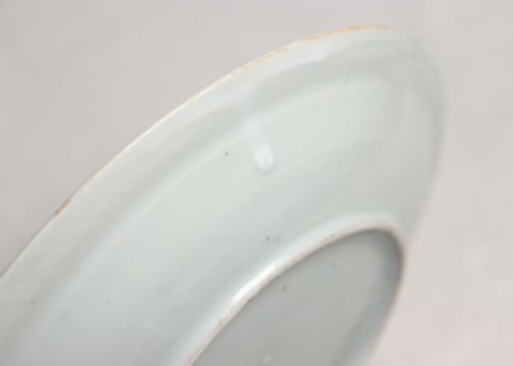 江戸幕末墨弾き三方に花図6寸皿 少かたつき