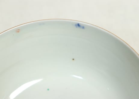 明治前期色絵市松に松竹梅図蒸茶碗④少甘手,ひっつき
