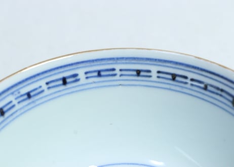 江戸幕末色絵松竹梅と幾何学文割絵蓋茶碗