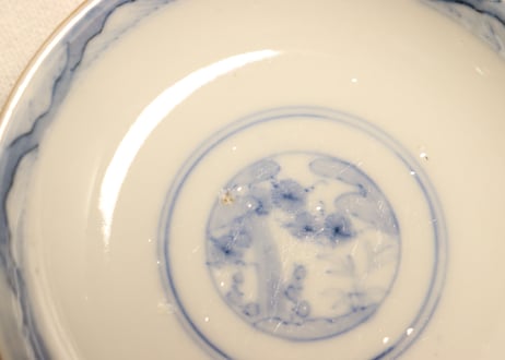 明治前期色絵松鶴図通り物飯茶碗