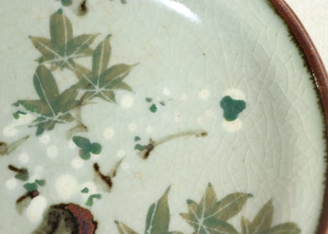 明治後期～大正犬山焼桜と紅葉図小皿①鮮やか